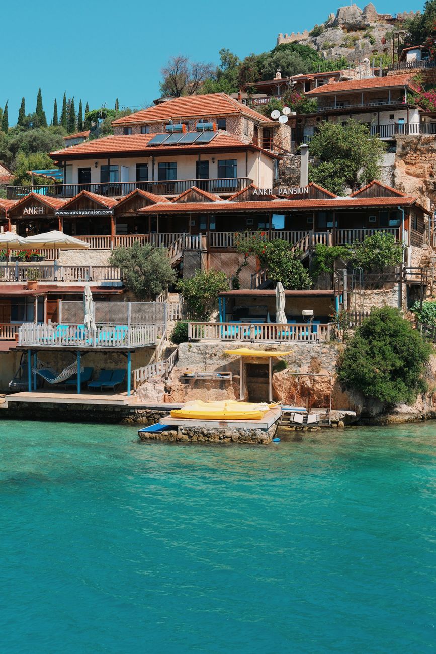 Historic Mediterranean villa terrace with sea horizon